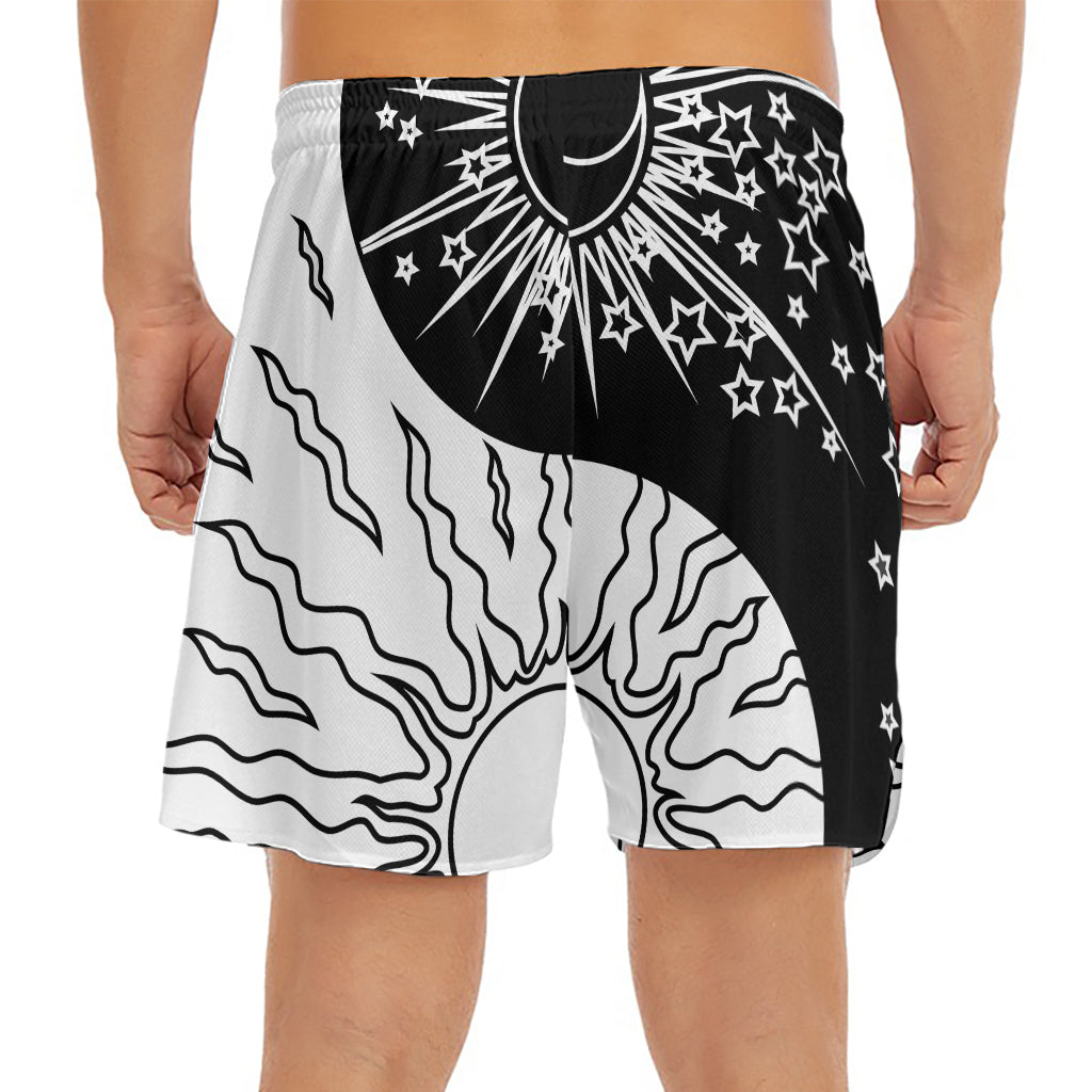 Sun And Moon Yin Yang Print Men's Split Running Shorts