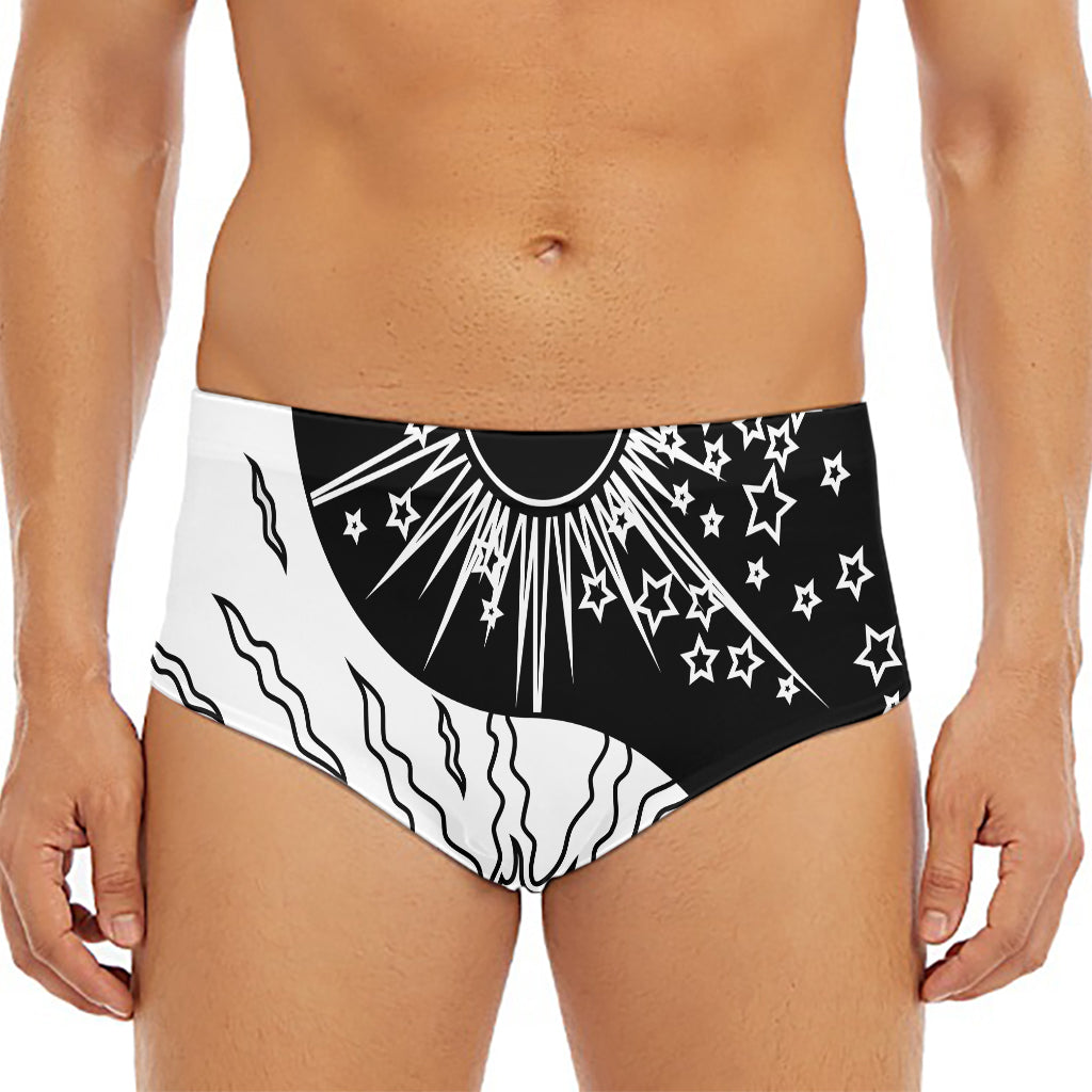 Sun And Moon Yin Yang Print Men's Triangle Swim Briefs