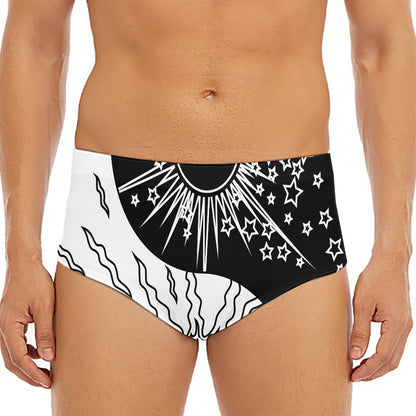 Sun And Moon Yin Yang Print Men's Triangle Swim Briefs