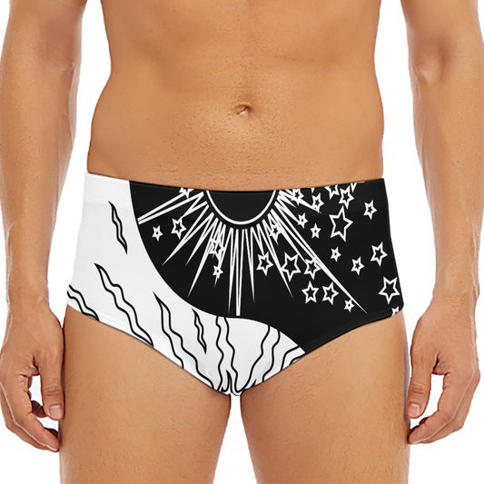 Sun And Moon Yin Yang Print Men's Triangle Swim Briefs