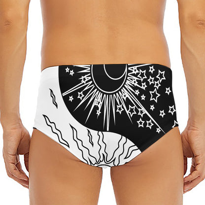 Sun And Moon Yin Yang Print Men's Triangle Swim Briefs