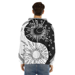 Sun And Moon Yin Yang Print Men's Velvet Pullover Hoodie