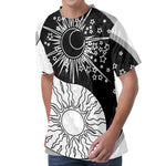 Sun And Moon Yin Yang Print Men's Velvet T-Shirt