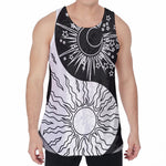Sun And Moon Yin Yang Print Men's Velvet Tank Top