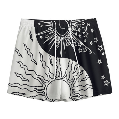 Sun And Moon Yin Yang Print Mesh Shorts
