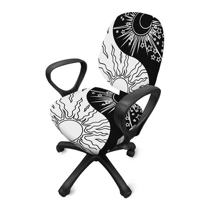 Sun And Moon Yin Yang Print Office Chair Cover