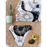 Sun And Moon Yin Yang Print One Shoulder Bikini Top