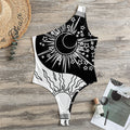 Sun And Moon Yin Yang Print One Shoulder Bodysuit