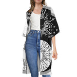 Sun And Moon Yin Yang Print Open Front Beach Cover Up