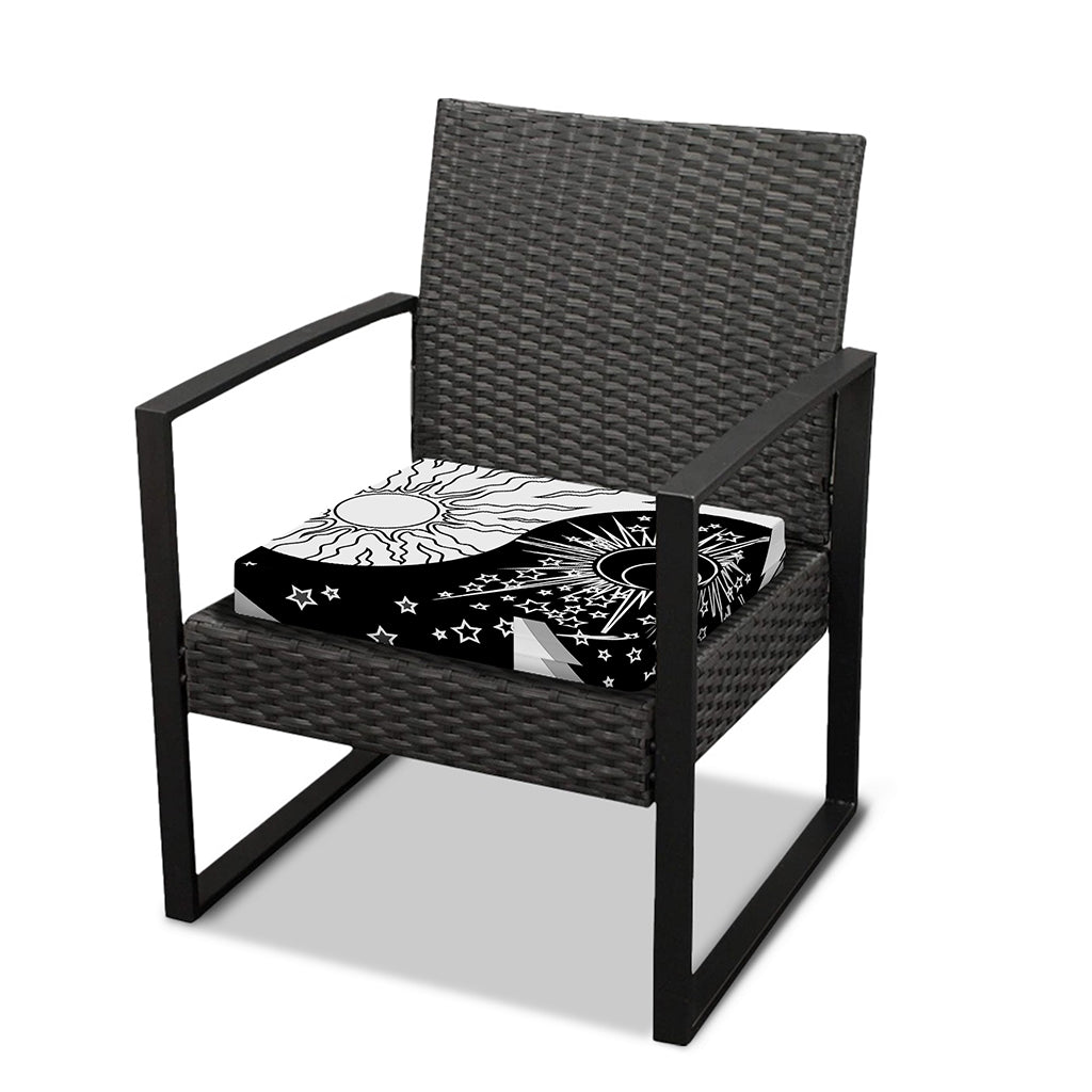Sun And Moon Yin Yang Print Outdoor Seat Cushion Cover