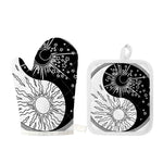 Sun And Moon Yin Yang Print Oven Mitt And Pot Holder Set