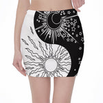 Sun And Moon Yin Yang Print Pencil Mini Skirt