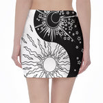 Sun And Moon Yin Yang Print Pencil Mini Skirt