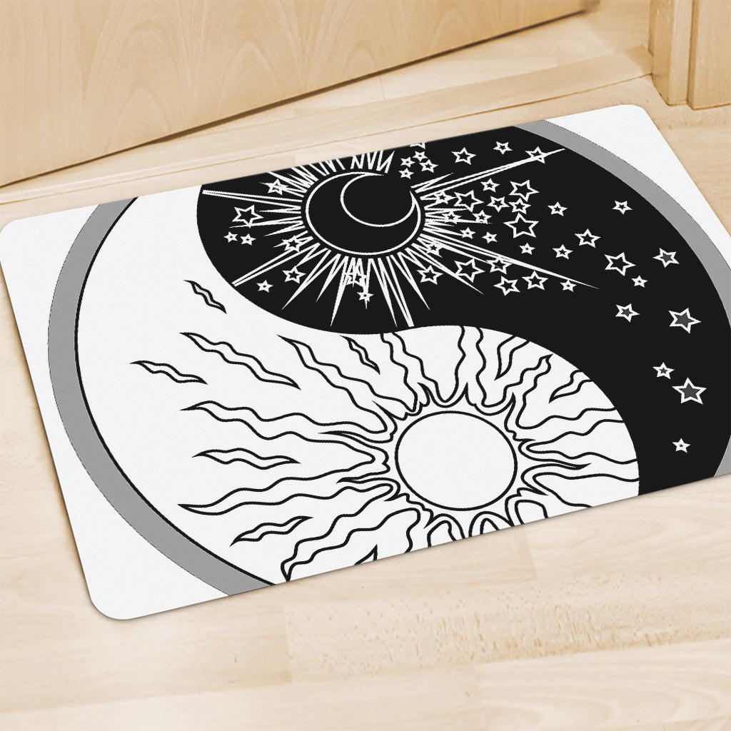 Sun And Moon Yin Yang Print Polyester Doormat