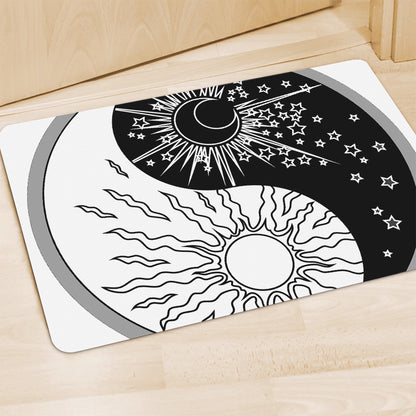Sun And Moon Yin Yang Print Polyester Doormat