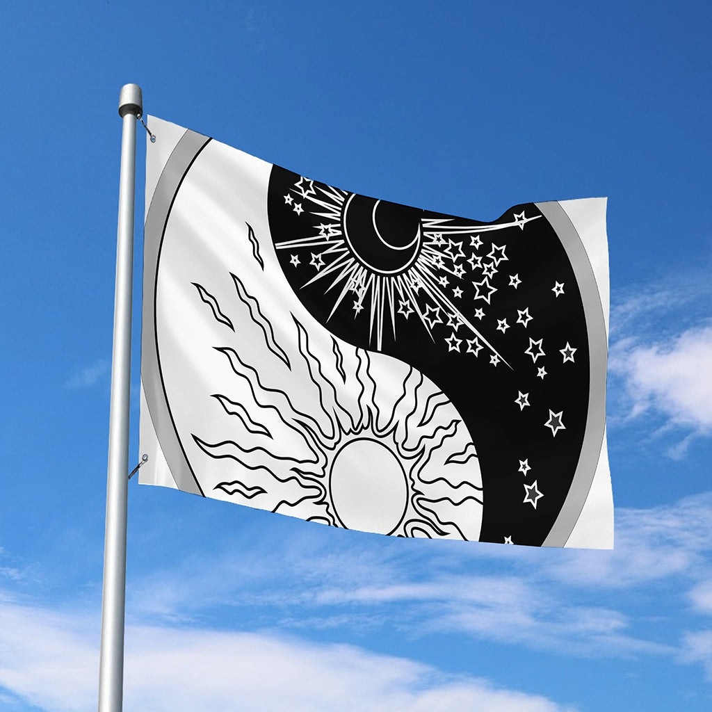 Sun And Moon Yin Yang Print Polyester Flag