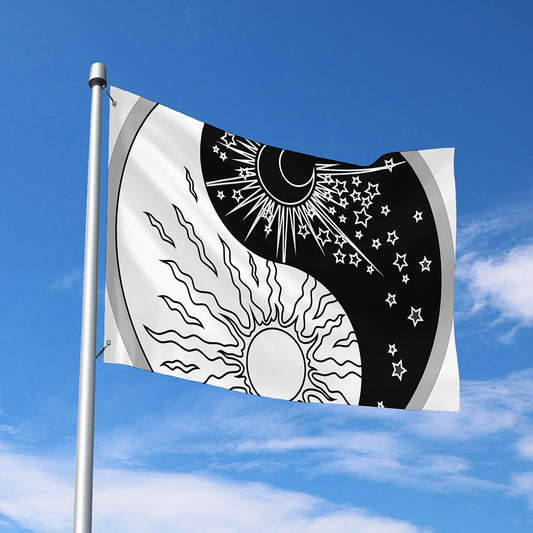 Sun And Moon Yin Yang Print Polyester Flag