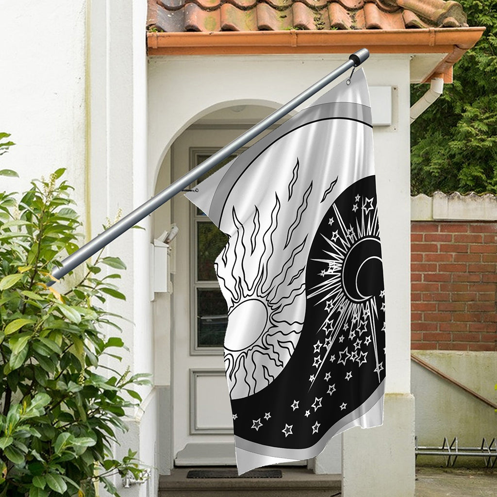 Sun And Moon Yin Yang Print Polyester Flag