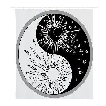 Sun And Moon Yin Yang Print Polyester Shower Curtain