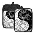 Sun And Moon Yin Yang Print Pot Holders With Pocket