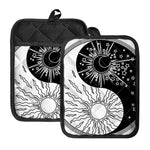 Sun And Moon Yin Yang Print Pot Holders With Pocket