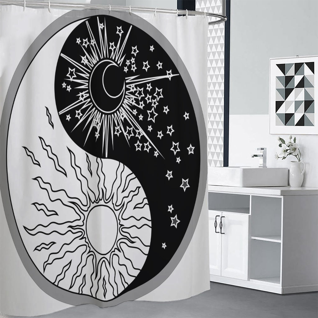 Sun And Moon Yin Yang Print Premium Shower Curtain