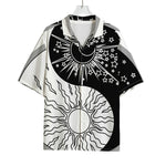 Sun And Moon Yin Yang Print Rayon Hawaiian Shirt