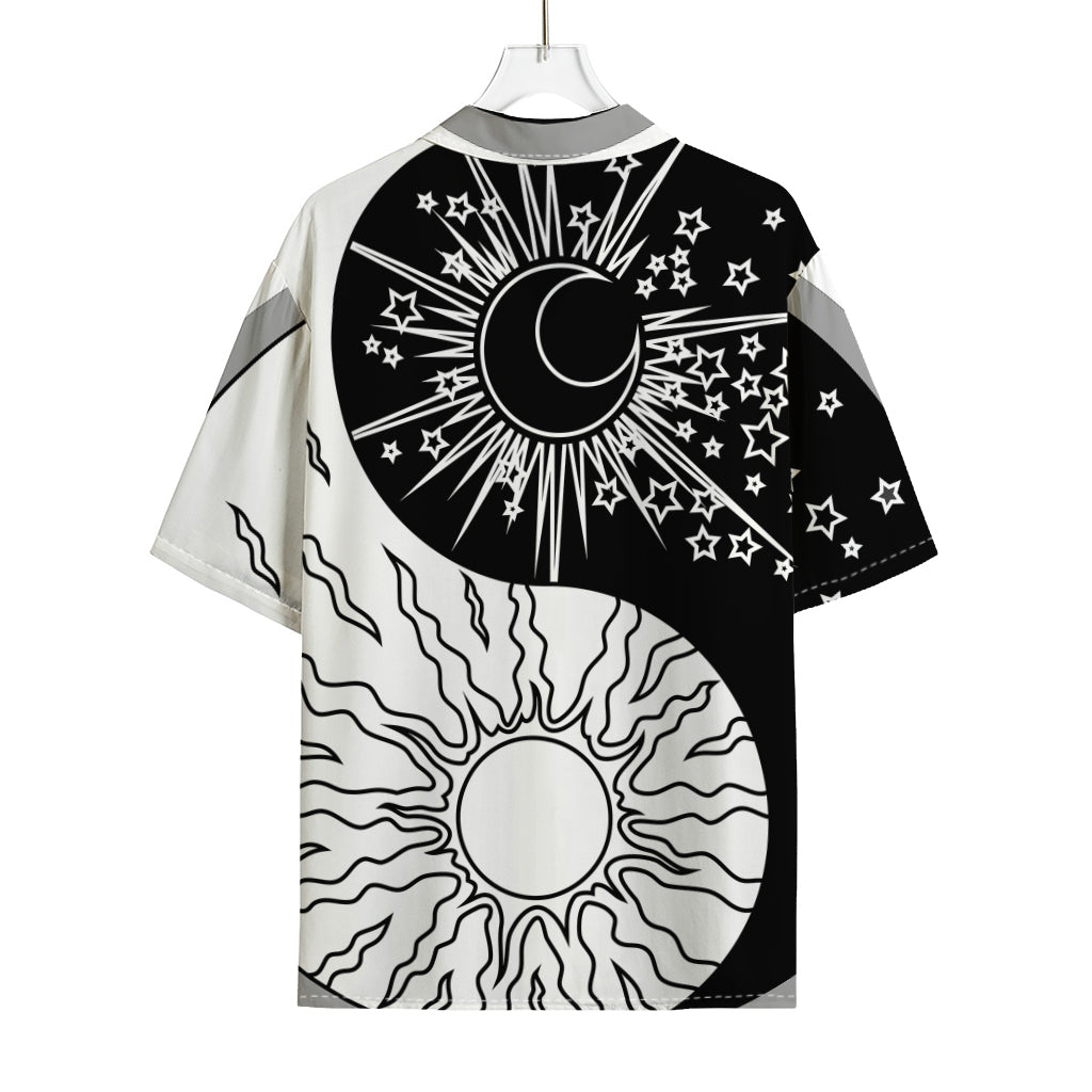 Sun And Moon Yin Yang Print Rayon Hawaiian Shirt