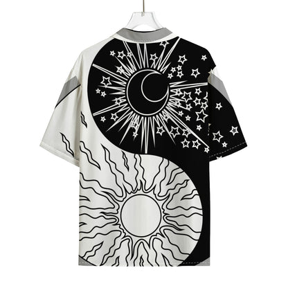 Sun And Moon Yin Yang Print Rayon Hawaiian Shirt