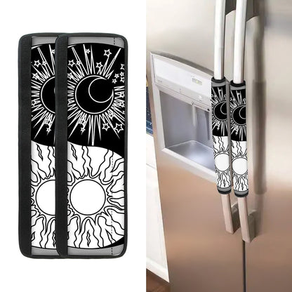 Sun And Moon Yin Yang Print Refrigerator Handle Covers