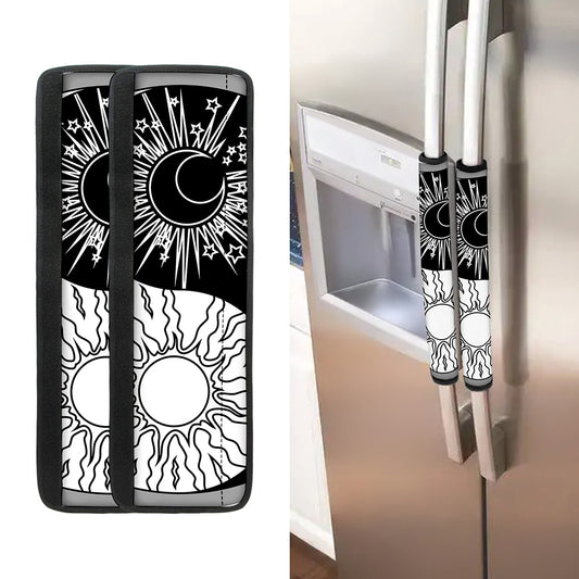 Sun And Moon Yin Yang Print Refrigerator Handle Covers