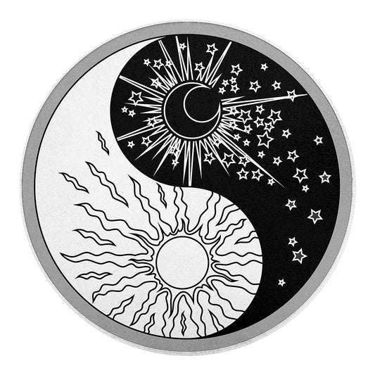 Sun And Moon Yin Yang Print Round Blanket