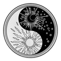 Sun And Moon Yin Yang Print Round Floor Mat
