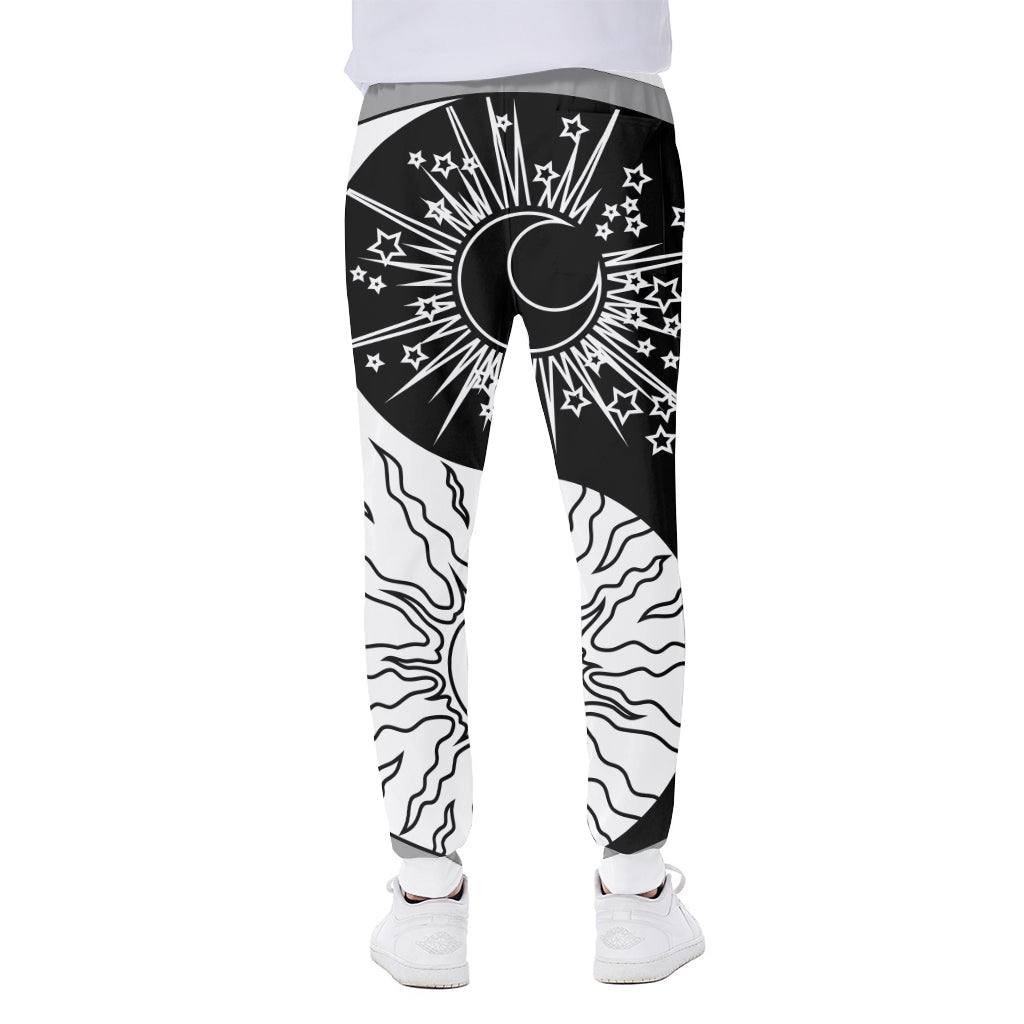 Sun And Moon Yin Yang Print Scuba Joggers