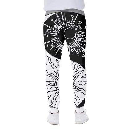 Sun And Moon Yin Yang Print Scuba Joggers