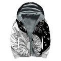 Sun And Moon Yin Yang Print Sherpa Lined Zip Up Hoodie