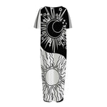Sun And Moon Yin Yang Print Short Sleeve Long Nightdress