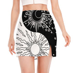Sun And Moon Yin Yang Print Side Slit Mini Skirt