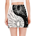 Sun And Moon Yin Yang Print Side Slit Mini Skirt