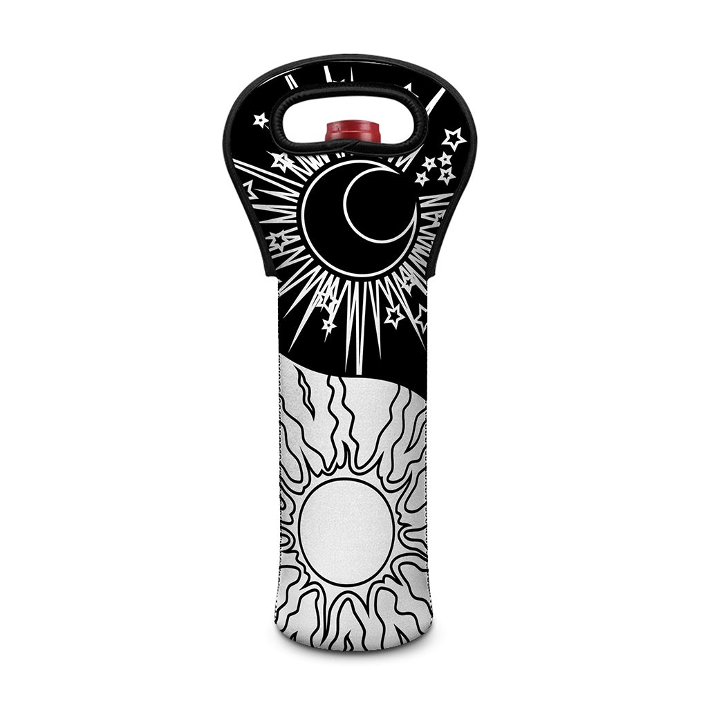Sun And Moon Yin Yang Print Single Neoprene Wine Tote