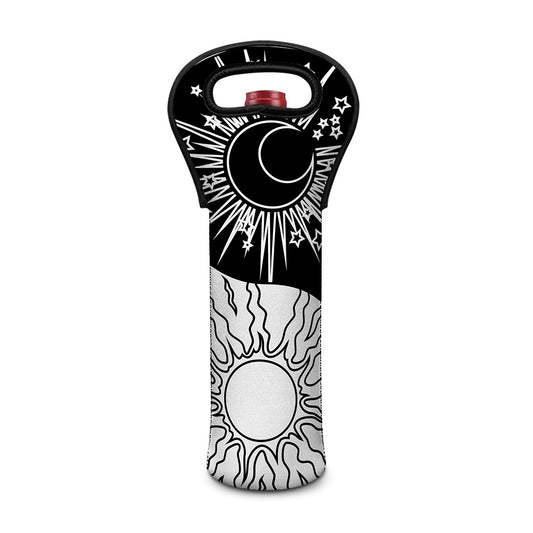 Sun And Moon Yin Yang Print Single Neoprene Wine Tote