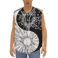 Sun And Moon Yin Yang Print Sleeveless Baseball Jersey