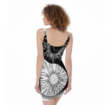 Sun And Moon Yin Yang Print Sleeveless Bodycon Dress