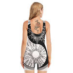 Sun And Moon Yin Yang Print Sleeveless One Piece Swimsuit