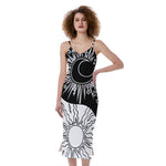Sun And Moon Yin Yang Print Slim Fit Midi Cami Dress