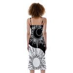 Sun And Moon Yin Yang Print Slim Fit Midi Cami Dress