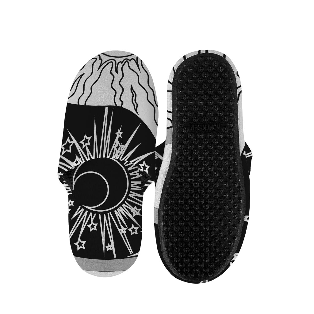 Sun And Moon Yin Yang Print Slippers