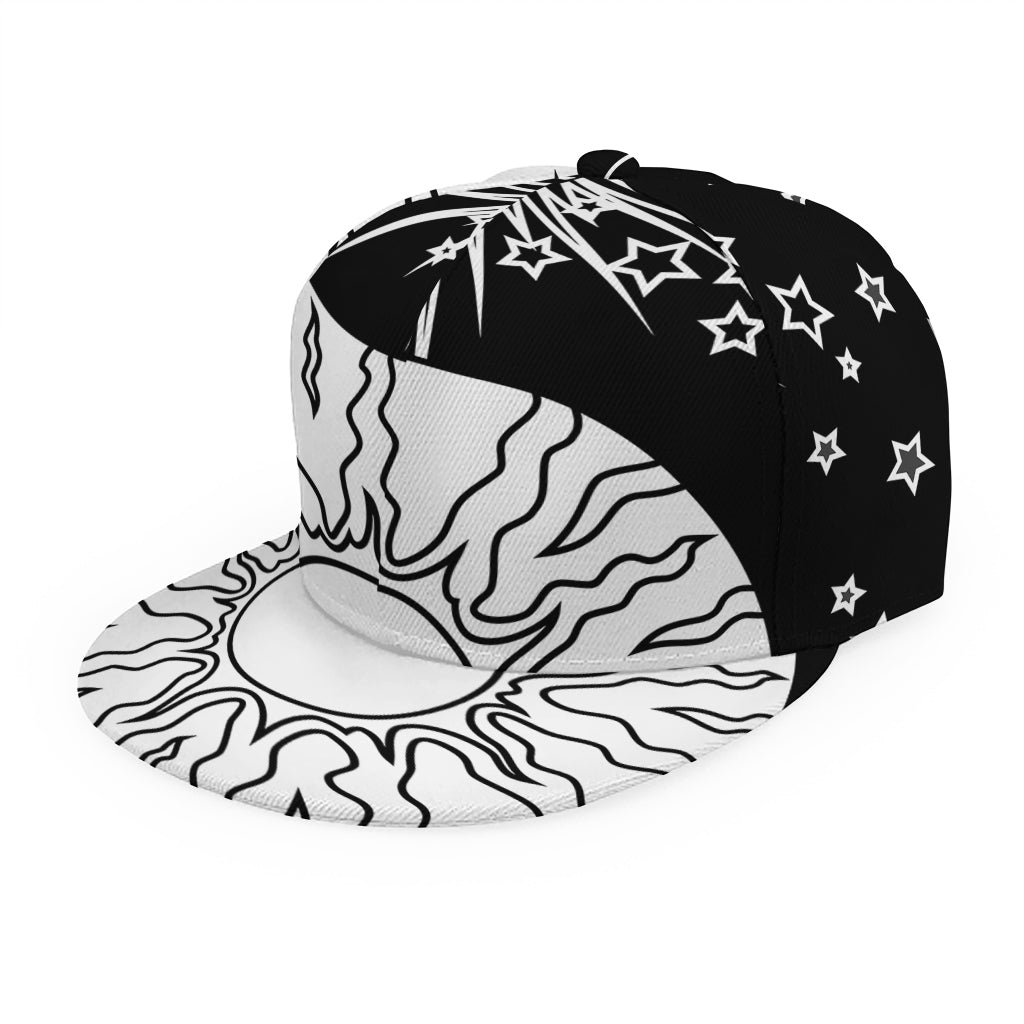 Sun And Moon Yin Yang Print Snapback Cap