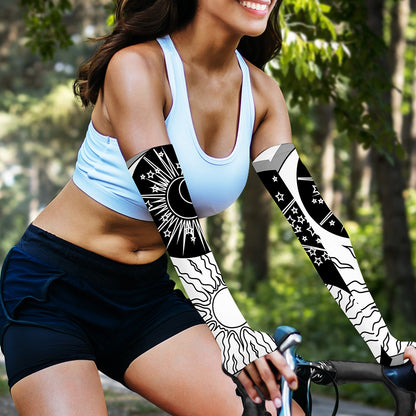 Sun And Moon Yin Yang Print Sun Protection Arm Sleeves
