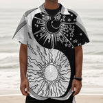Sun And Moon Yin Yang Print Textured Short Sleeve Shirt